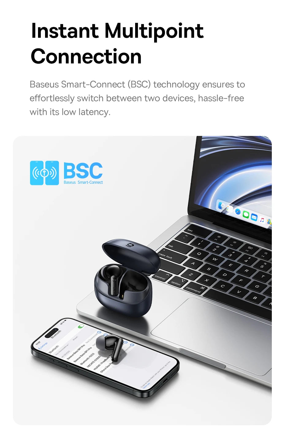 Baseus EP10 Pro ANC Wireless Earbuds – 50dB Noise Cancelling, LDAC Hi-Res, 6 Mic, IP55