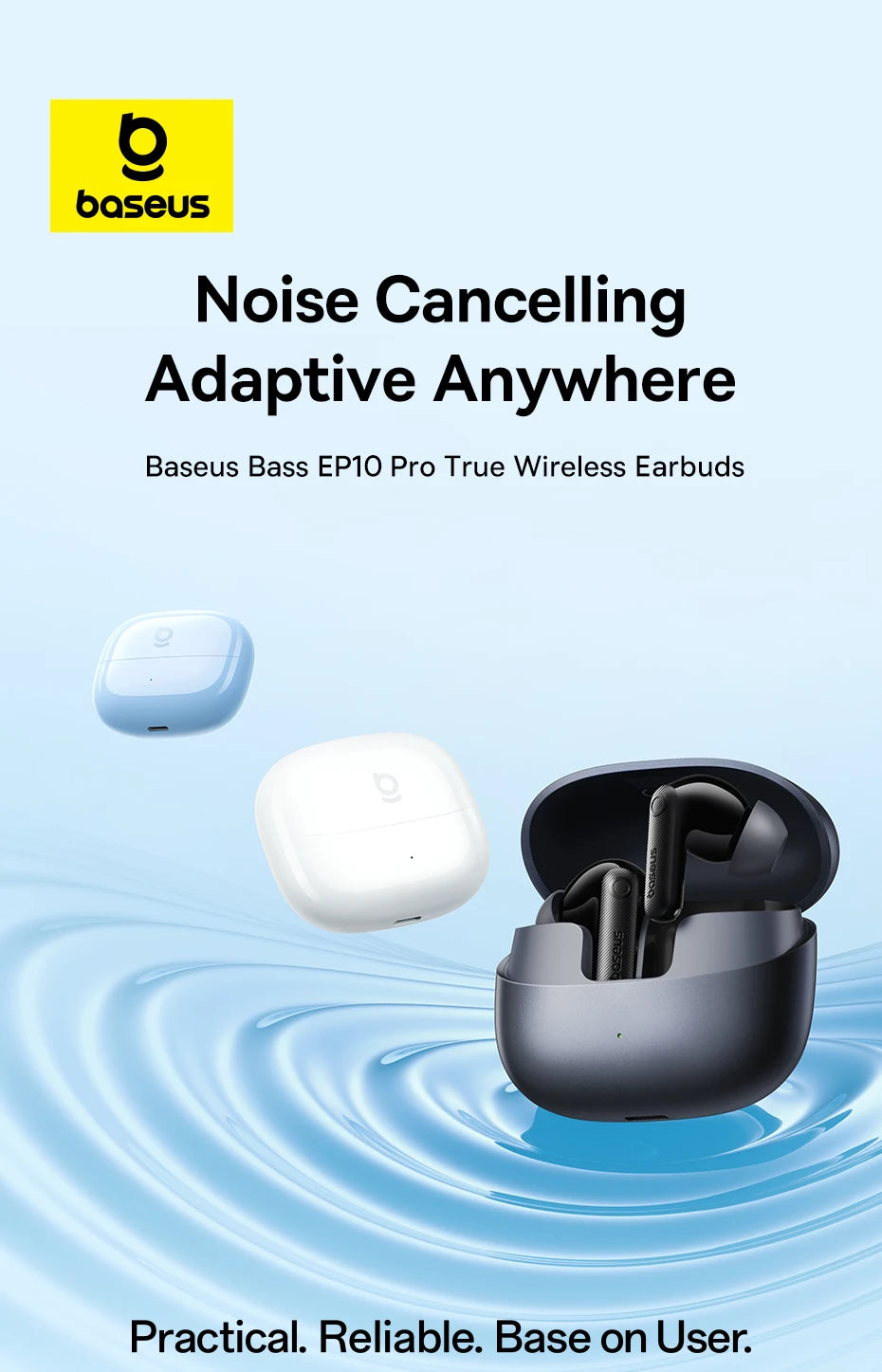 Baseus EP10 Pro ANC Wireless Earbuds – 50dB Noise Cancelling, LDAC Hi-Res, 6 Mic, IP55