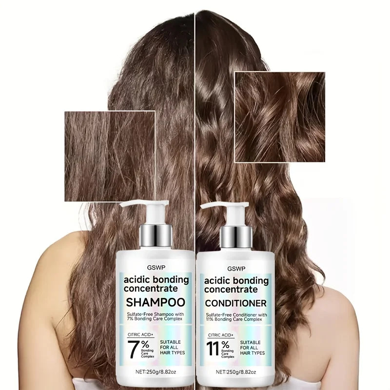 GSWP Acidic Strengthening Repair Shampoo and Conditioner Set: Deeply moisturizes for dry, damaged, and burnt hair.250g+250g