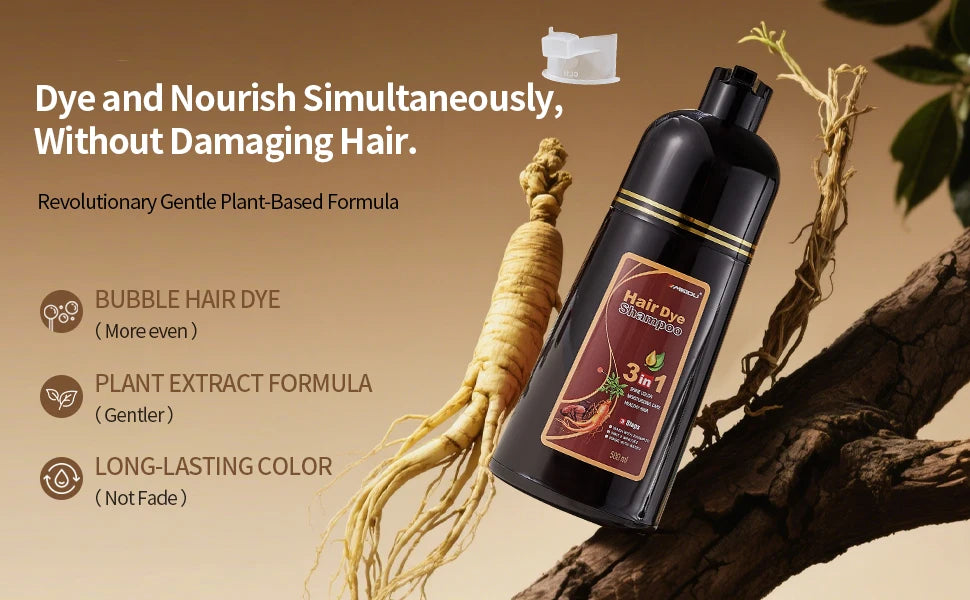 Meidu 3in1 Hair Dye Shampoo Easy to Use Moisturizing & Healthy Hair Care Creating Natural Hair Color,Quick Dyeing for Men Women