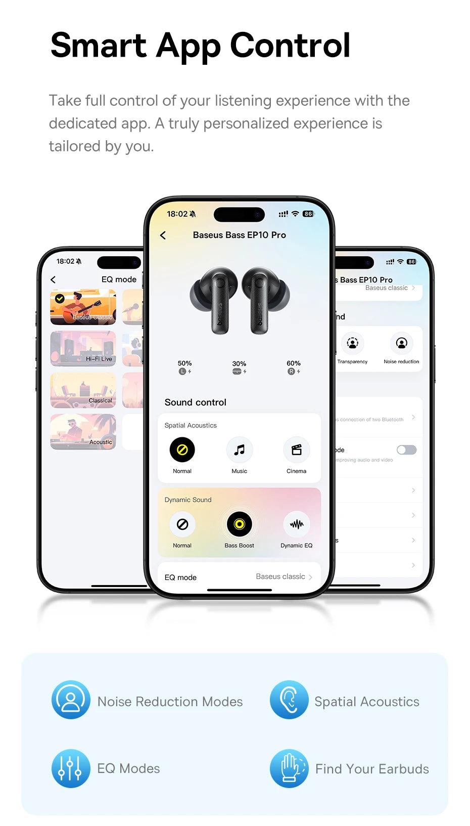 Baseus EP10 Pro ANC Wireless Earbuds – 50dB Noise Cancelling, LDAC Hi-Res, 6 Mic, IP55