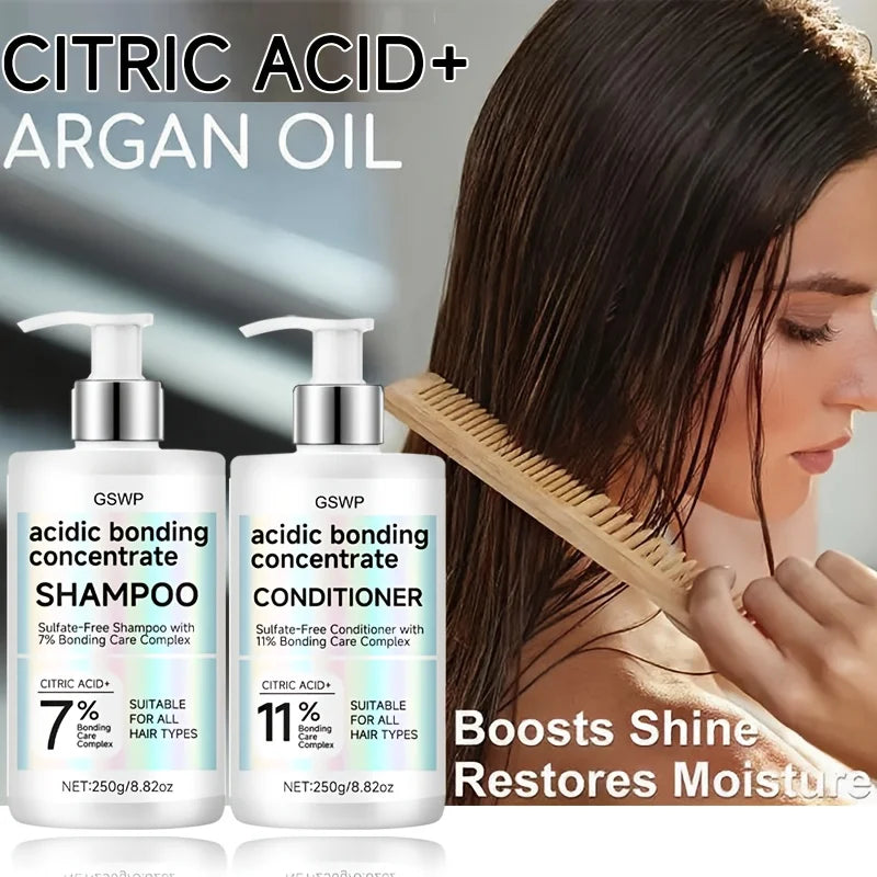 GSWP Acidic Strengthening Repair Shampoo and Conditioner Set: Deeply moisturizes for dry, damaged, and burnt hair.250g+250g