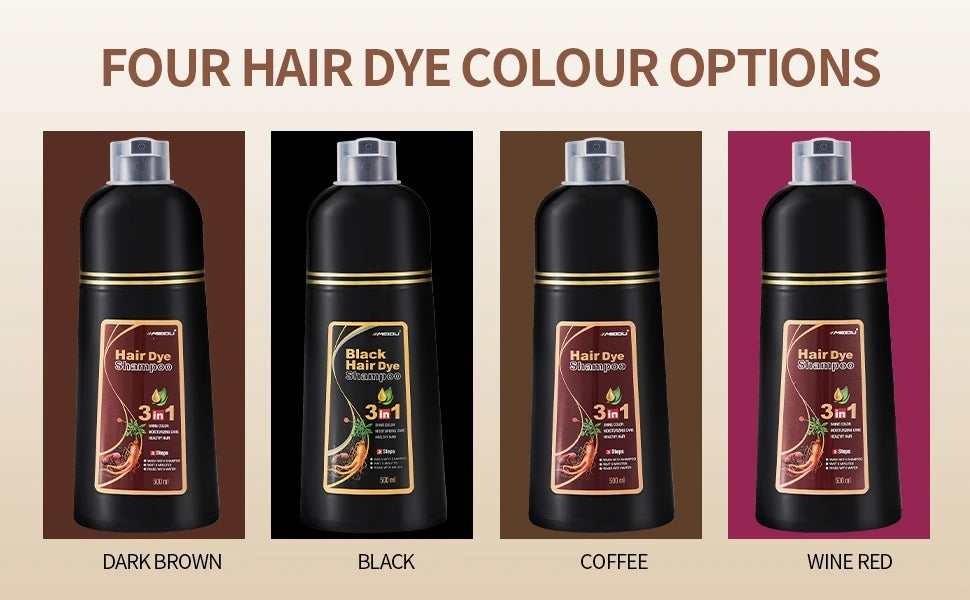 Meidu 3in1 Hair Dye Shampoo Easy to Use Moisturizing & Healthy Hair Care Creating Natural Hair Color,Quick Dyeing for Men Women
