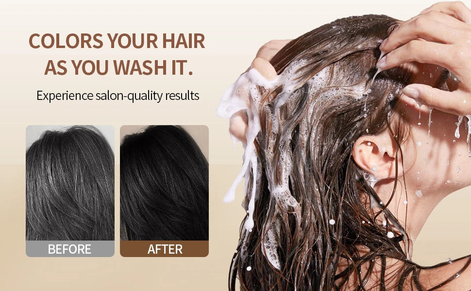 Meidu 3in1 Hair Dye Shampoo Easy to Use Moisturizing & Healthy Hair Care Creating Natural Hair Color,Quick Dyeing for Men Women