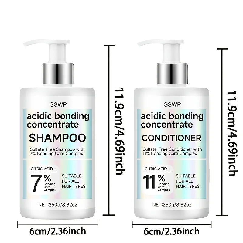 GSWP Acidic Strengthening Repair Shampoo and Conditioner Set: Deeply moisturizes for dry, damaged, and burnt hair.250g+250g