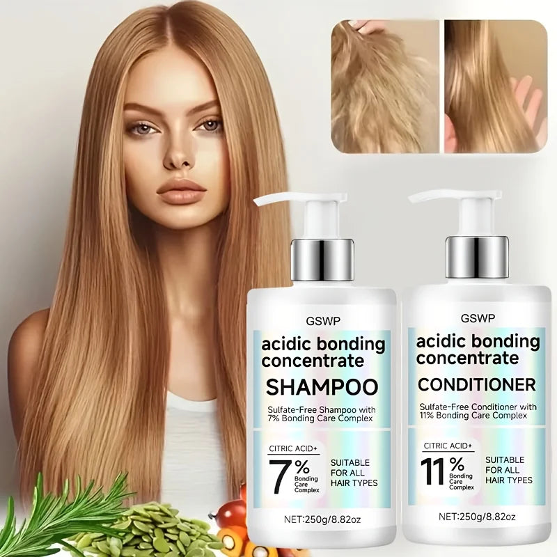 GSWP Acidic Strengthening Repair Shampoo and Conditioner Set: Deeply moisturizes for dry, damaged, and burnt hair.250g+250g