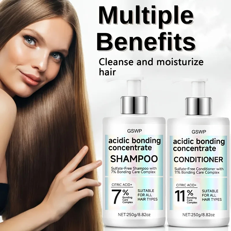 GSWP Acidic Strengthening Repair Shampoo and Conditioner Set: Deeply moisturizes for dry, damaged, and burnt hair.250g+250g
