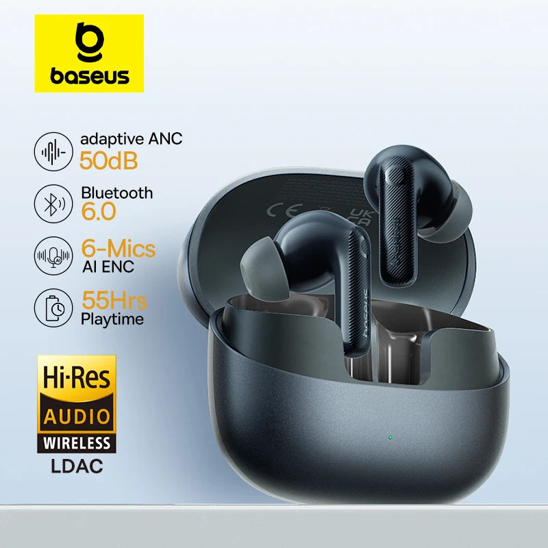 Baseus EP10 Pro ANC Wireless Earbuds – 50dB Noise Cancelling, LDAC Hi-Res, 6 Mic, IP55