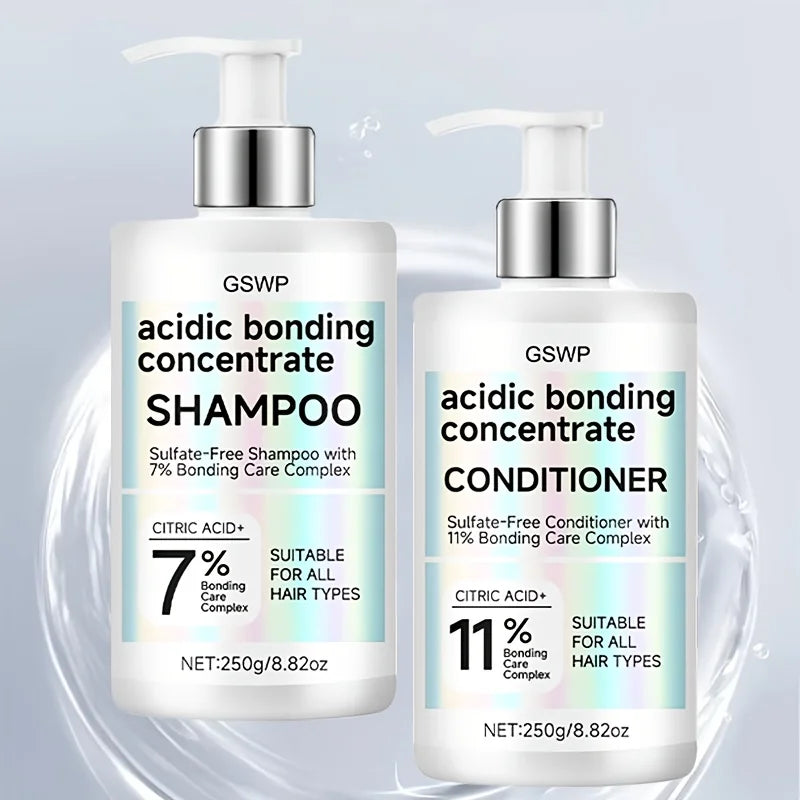GSWP Acidic Strengthening Repair Shampoo and Conditioner Set: Deeply moisturizes for dry, damaged, and burnt hair.250g+250g